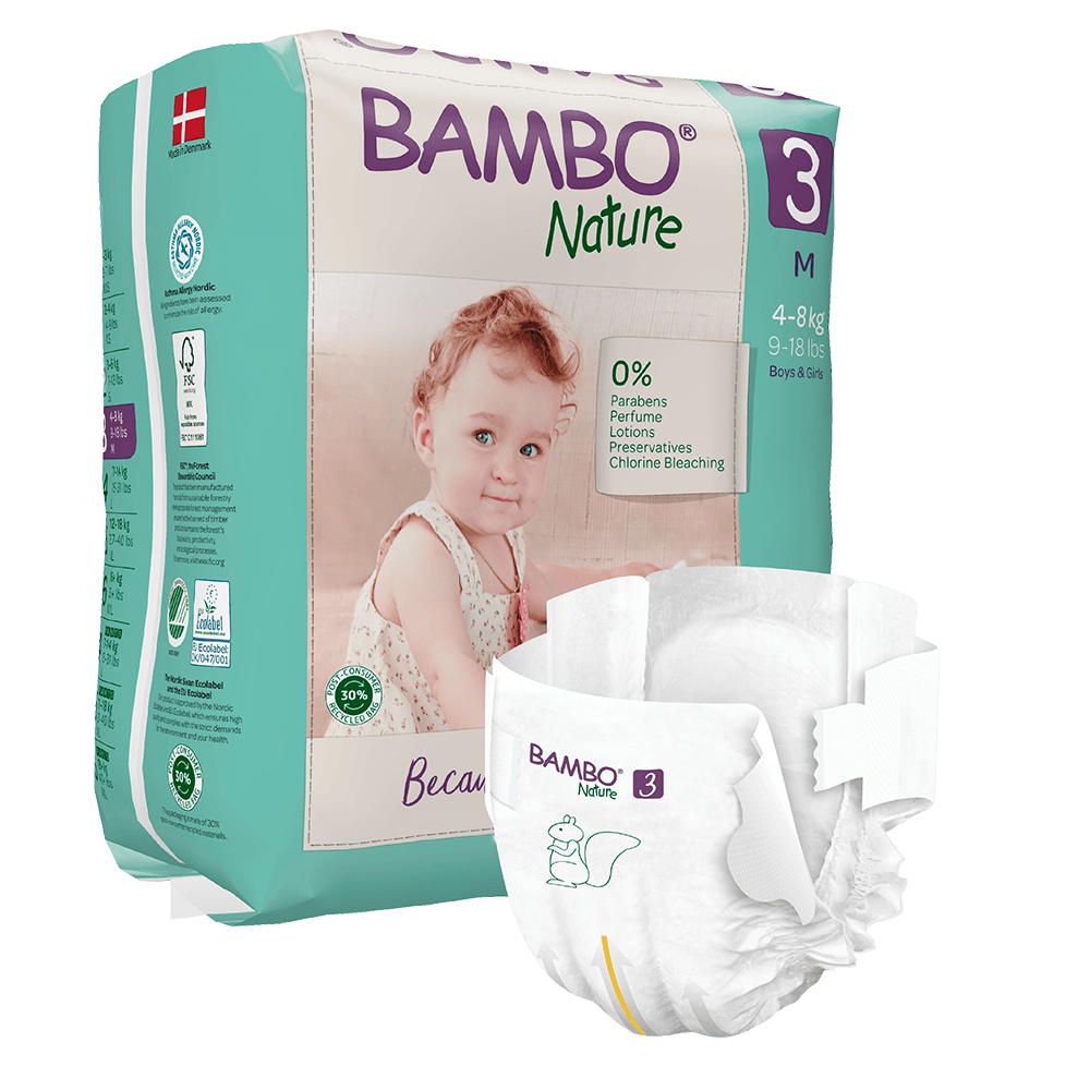 Bambo Nature Fraldas 3, (4-8 kg / 9-18 lbs), 28 peças.