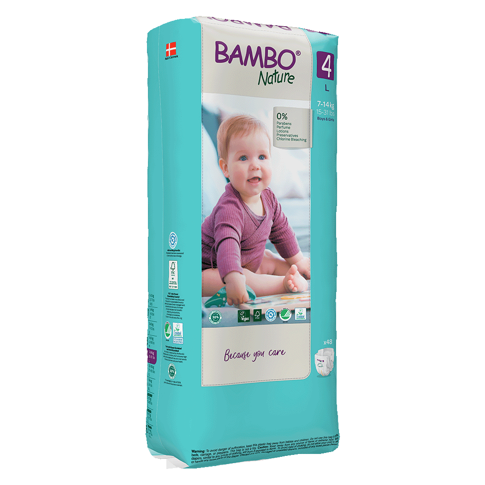 Bambo Nature Fraldas 4, (7-14 kg / 15-31 lbs), 48 unidades.