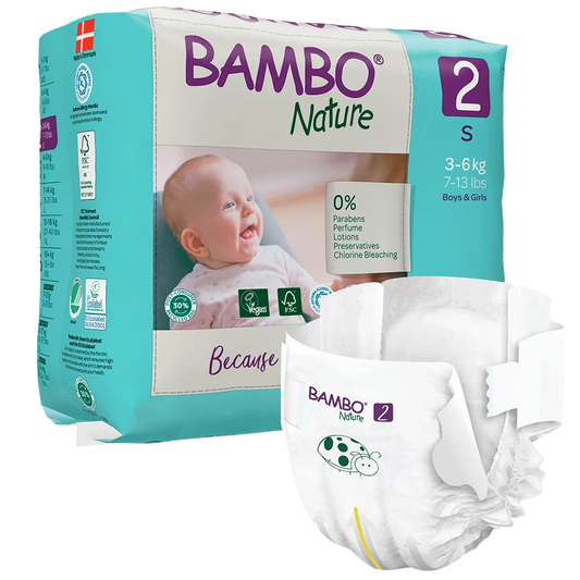 Bambo Nature Fraldas 2, (3-6 kg / 7-13 lbs), 30 unidades.
