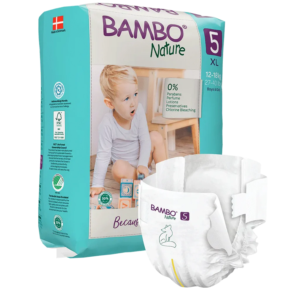 Bambo Nature Fraldas 5, (12-18 kg / 27-40 lbs), 22 unidades.