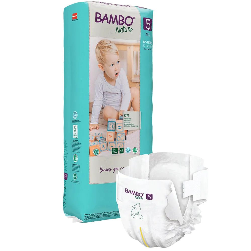 Bambo Nature Fraldas 5, (12-18 kg / 27-40 lbs), 44 unidades.