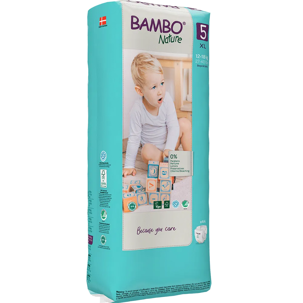 Bambo Nature Fraldas 5, (12-18 kg / 27-40 lbs), 44 unidades.