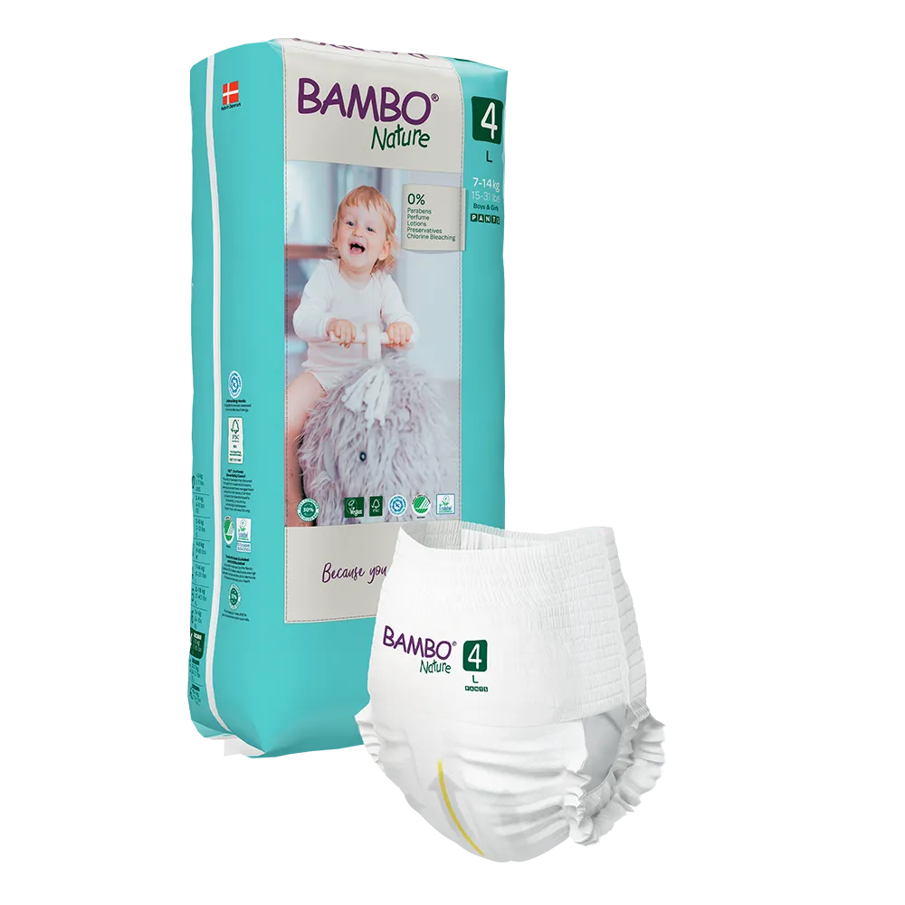 Cuecas-Fralda Bambo Nature 4, (7-12kg / 15-26 lbs), 40 unidades.