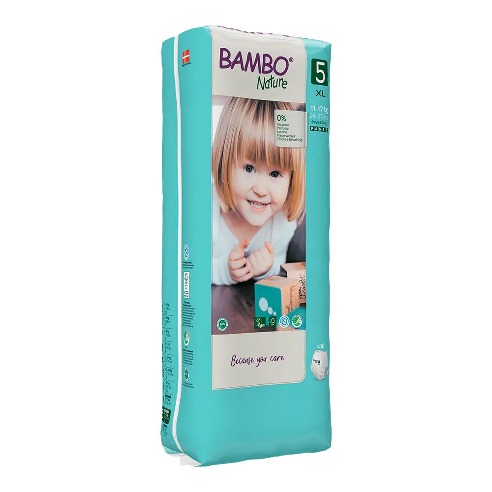 Cuecas-Fralda Bambo Nature 5, (11-17 kg / 24-37 lbs), 38 unidades.