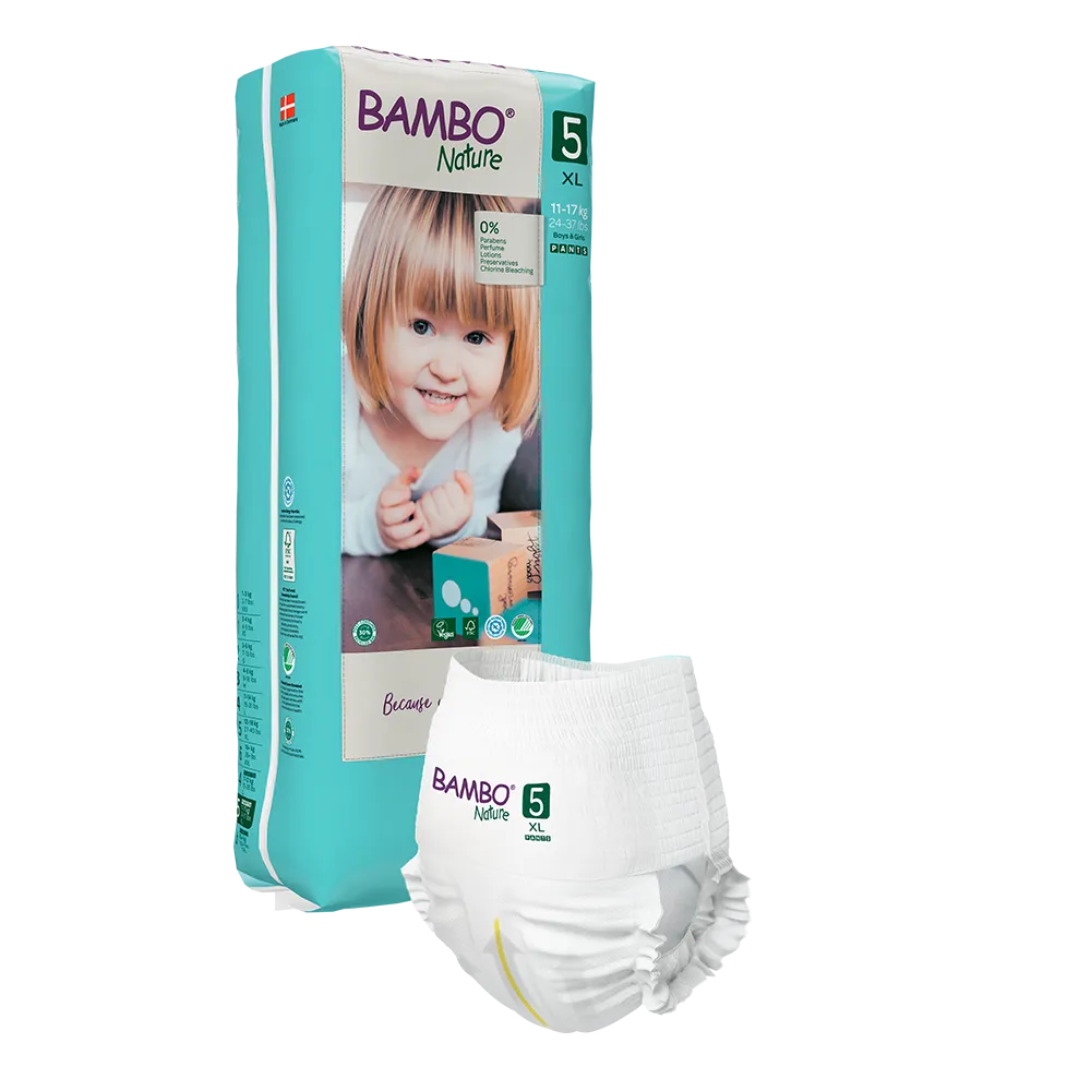 Cuecas-Fralda Bambo Nature 5, (11-17 kg / 24-37 lbs), 38 unidades.