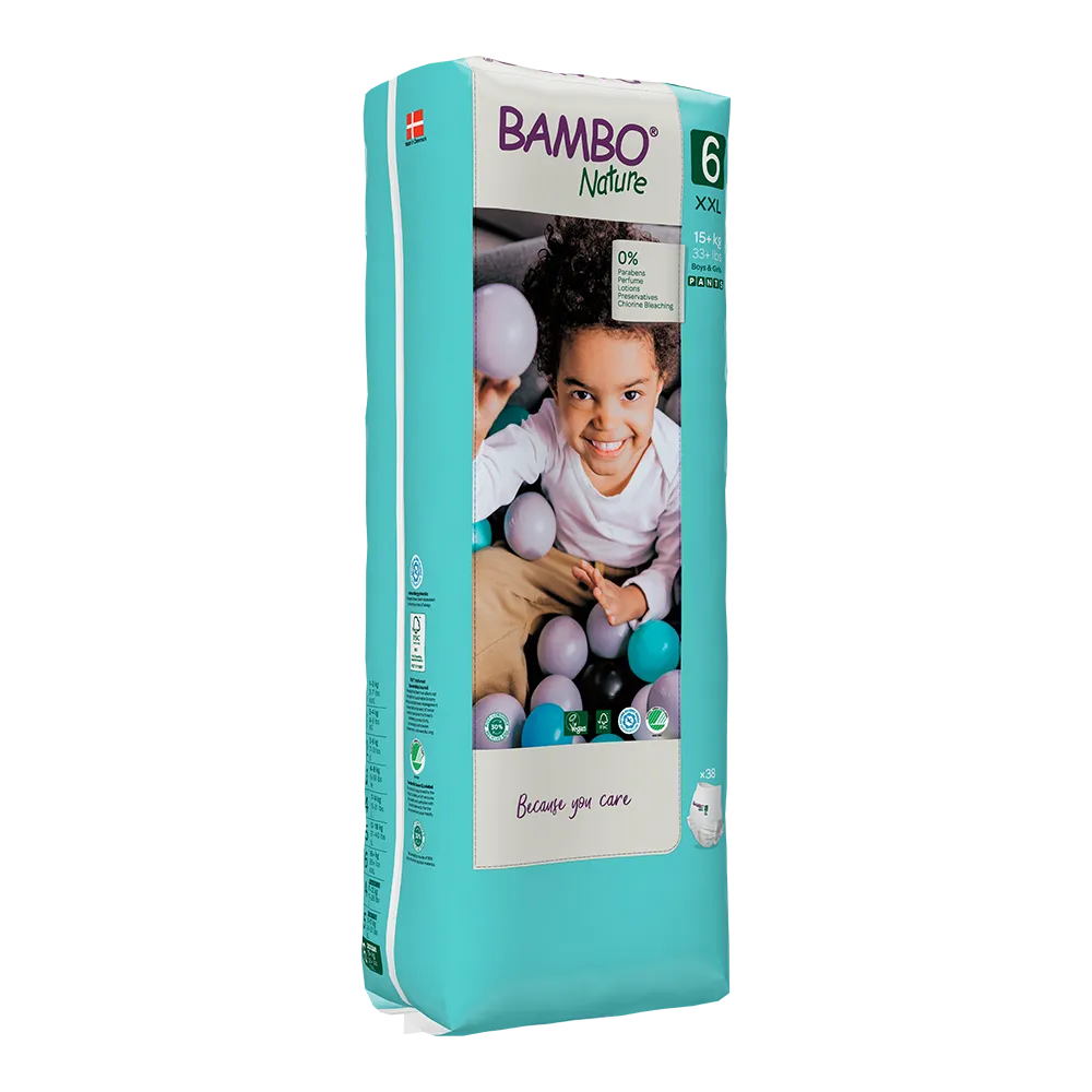 Cuecas-Fralda Bambo Nature 6, (15+ kg / 33+ lbs), 38 unidades.
