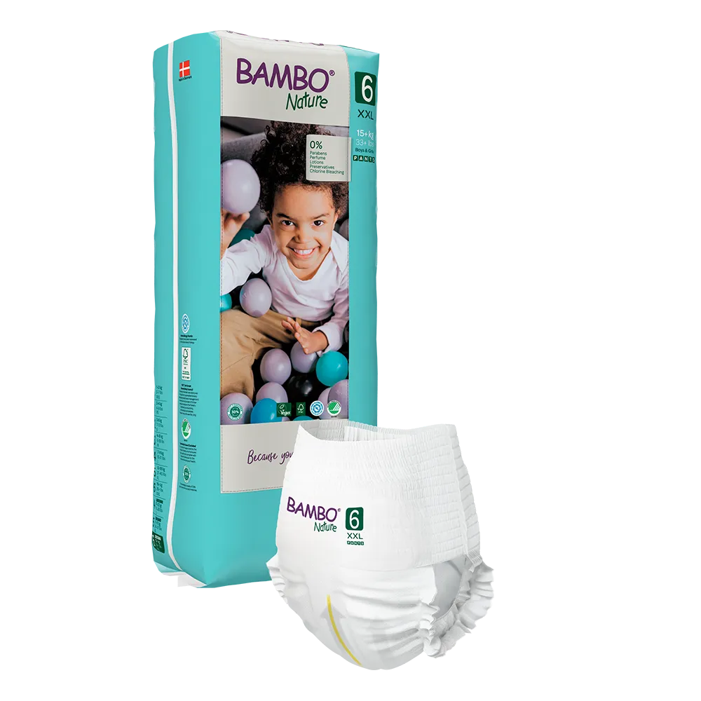 Cuecas-Fralda Bambo Nature 6, (15+ kg / 33+ lbs), 38 unidades.