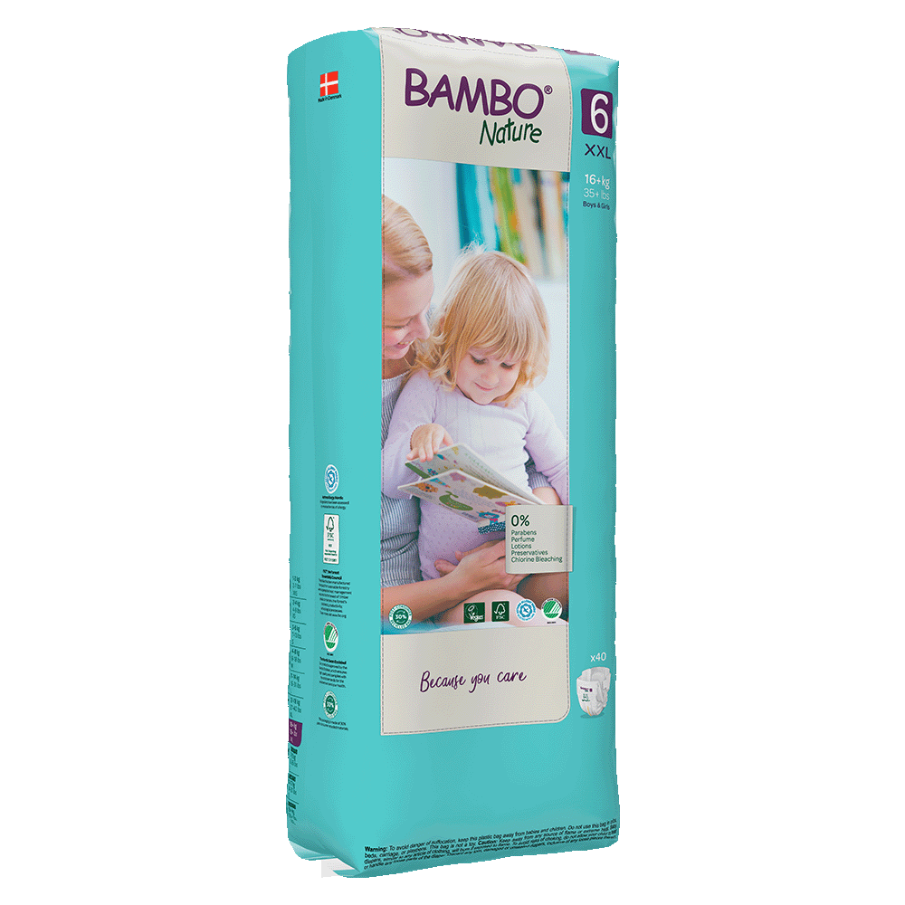 Bambo Nature Fraldas 6, (16+ kg / 35+ lbs), 40 unidades.
