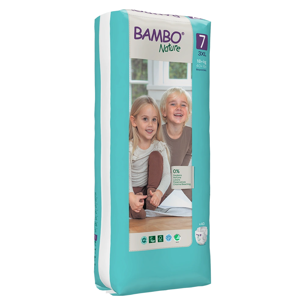 Bambo Nature Fraldas 7, (18+ kg / 40+ lbs), 40 unidades.