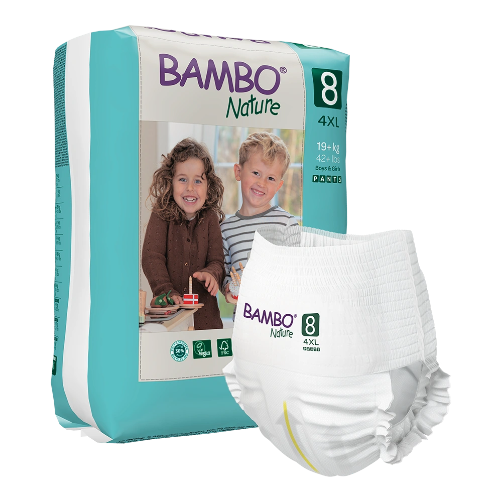Cuecas-Fralda Bambo Nature 8, (19+ kg / 42+ lbs), 16 unidades.