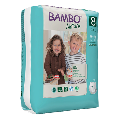Cuecas-Fralda Bambo Nature 8, (19+ kg / 42+ lbs), 16 unidades.
